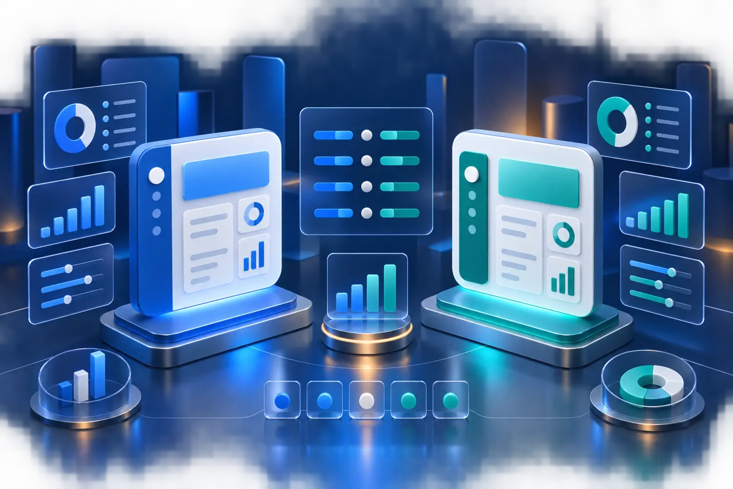 Two software options compared through a balanced scoring framework